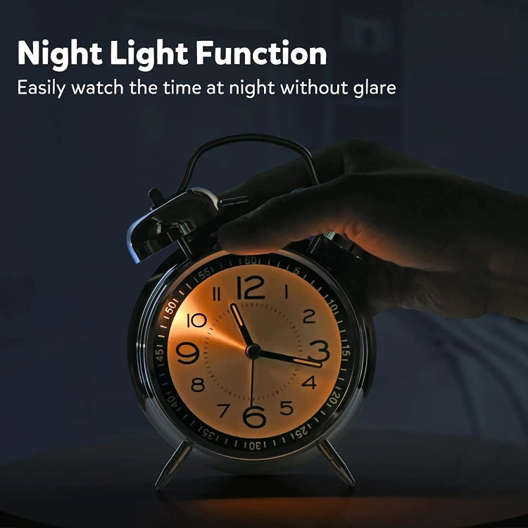 4.5 Inch Electroplated Metal Ring Bell Alarm Clock Quartz Clock With Night Light ? My Store