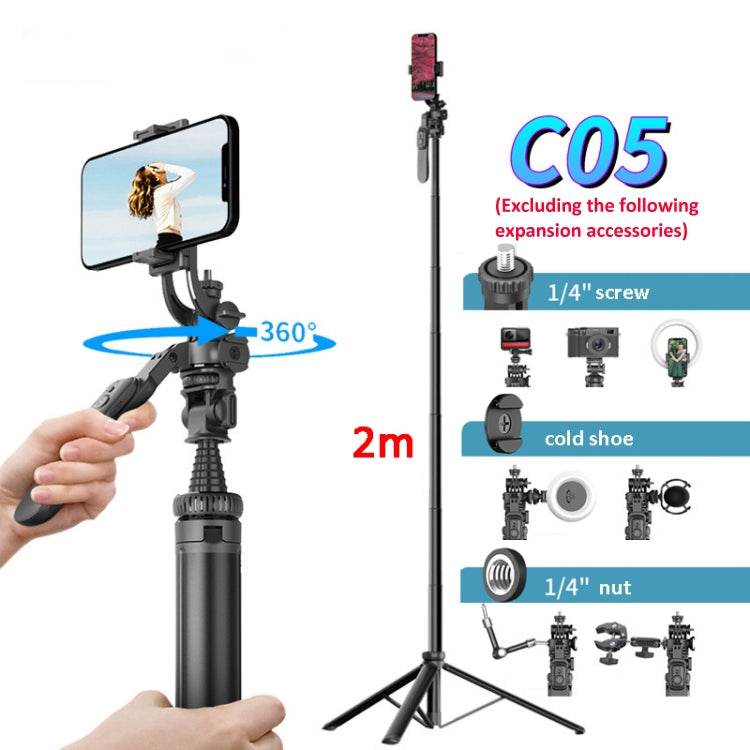 2m Metal Tripod Selfie Stick With 4 Expansion Interfaces for Phone Camera Reluova