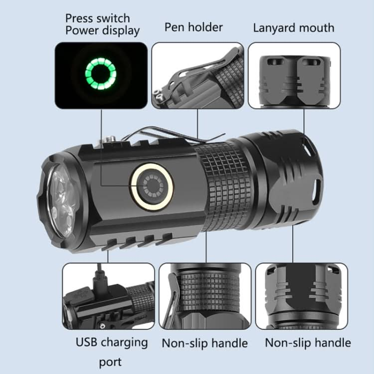 3LED Strong Light TYPE-C Charging Convenient Mini Multi-Function Flashlight(With USB Cable No Battery)-Reluova