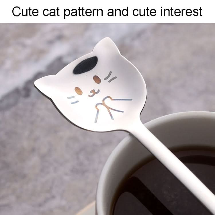 Kacheeg Stainless Steel Cats Spoon Cute Coffee Dessert Ladle Stirring Stick Reluova