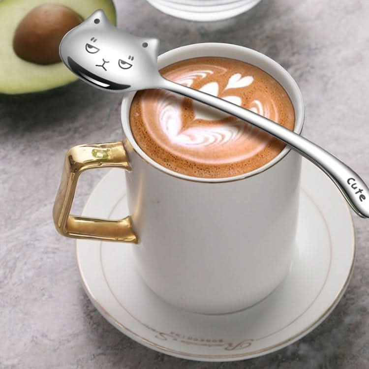 Kacheeg Stainless Steel Cats Spoon Cute Coffee Dessert Ladle Stirring Stick Reluova