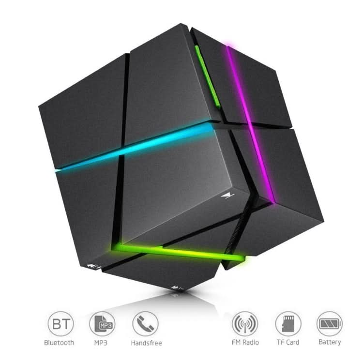 Qone Cube AI Smart Voice-Controlled Bluetooth Speaker RGB Light Mini Wireless Audio