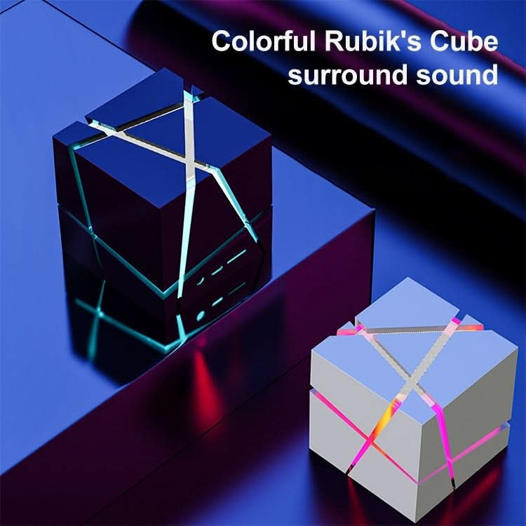 Qone Cube AI Smart Voice-Controlled Bluetooth Speaker RGB Light Mini Wireless Audio