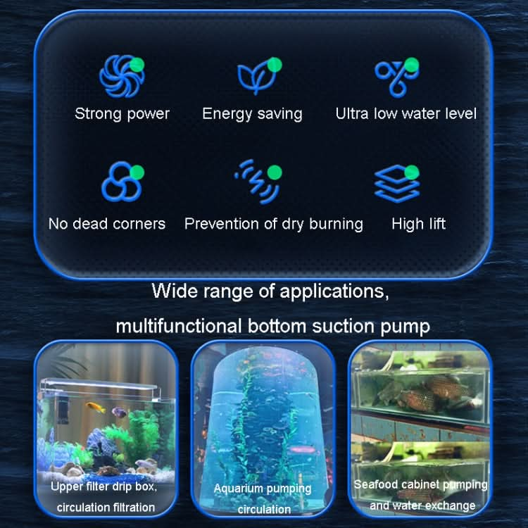 Silent Submersible Pump Anti-Dry Burn Bottom Suction Pump Bonsai Fish Tank Pumping Circulation Pump EU Plug - Reluova