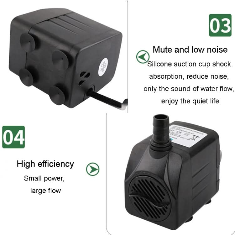 Waterproof LED Light Small Water Pump Fish Tank Fountain Filtration Circulation Submersible Pump EU Plug - Reluova