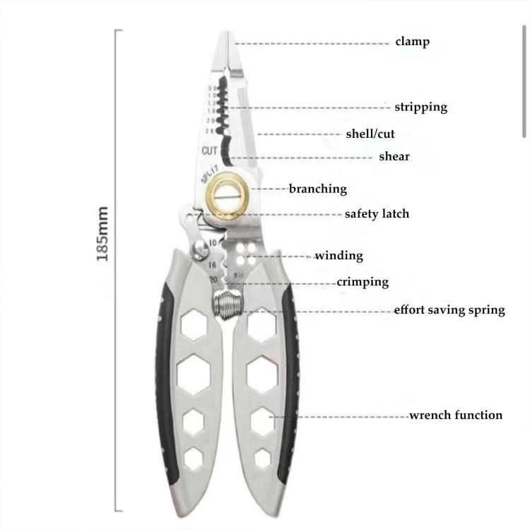 7-inch Multipurpose Wire Stripper With 6 Sizes of Hex Holes(Steel Color)-Reluova