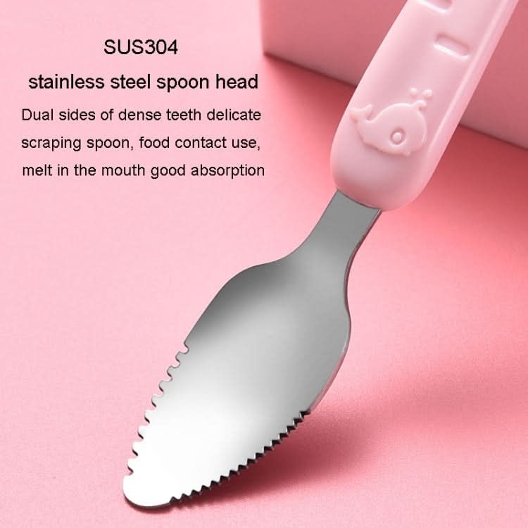 Baby Fruit Double-Ended Scraping Spoon 304 Stainless Steel Silicone Soft Spoon Reluova