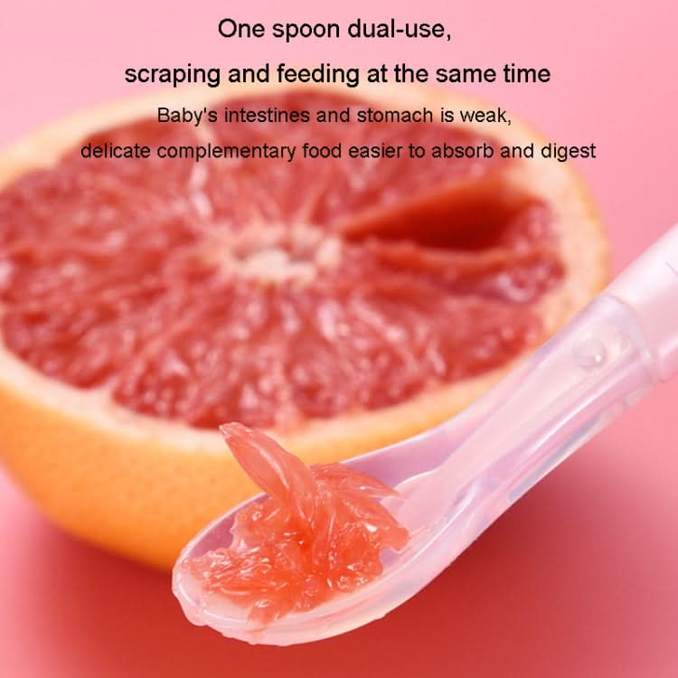 Baby Fruit Double-Ended Scraping Spoon 304 Stainless Steel Silicone Soft Spoon Reluova