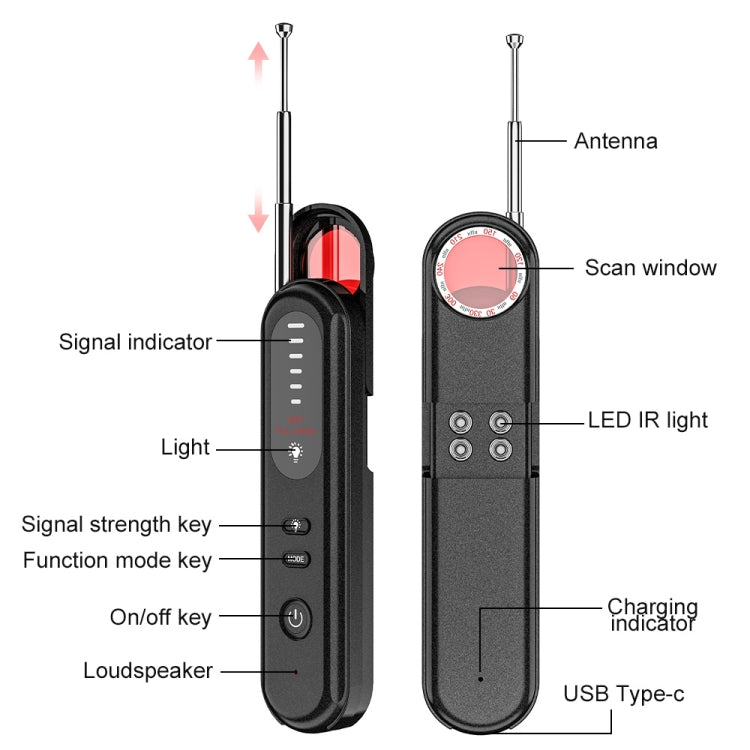 T01 Wireless Detector Camera Anti-eavesdropping Positioning GPS Alarm