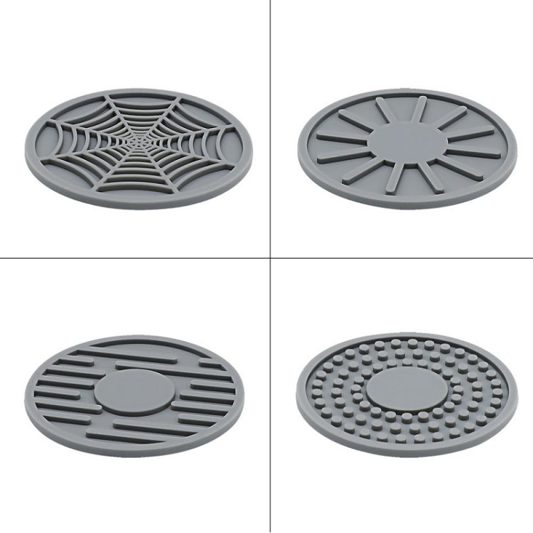 4pcs/set 6.8x0.3cm Car Anti-slip Silicone Water Coaster Storage Interior