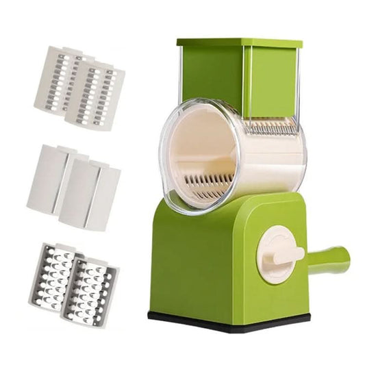 3 In 1 Cyclone Home Vegetable Chopper Hand Crank Roller Multifunctional Shredder(Green)-Reluova