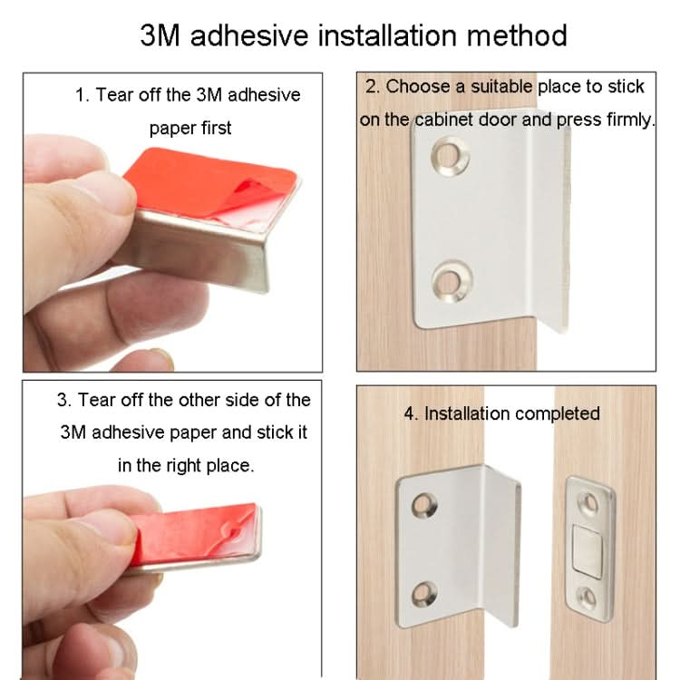 90 Degree No-Punch Invisible Door Suction Thin Section Wardrobe Sliding Door Magnetic Suction(Black)-Reluova