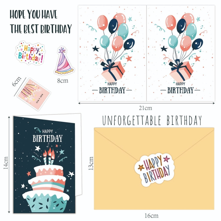 Happy Birthday Greeting Card With Envelopes And Stickers Set