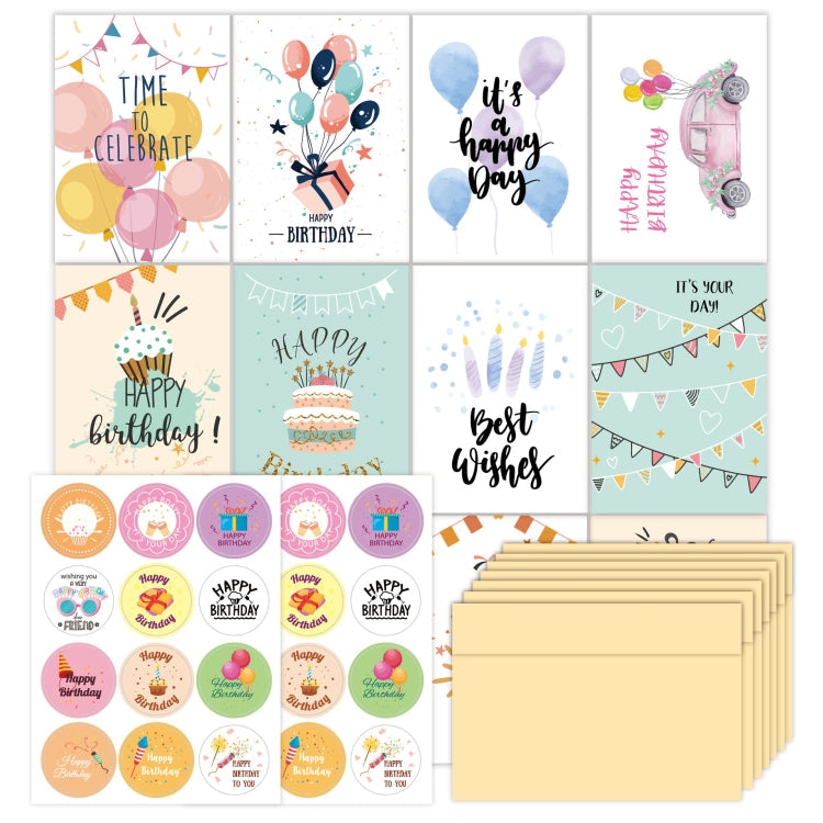 24pcs /Set Happy Birthday Greeting Card With Envelopes And Stickers Set-Reluova