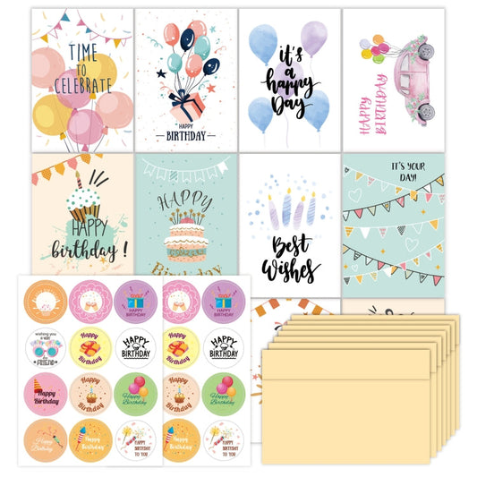 24pcs /Set Happy Birthday Greeting Card With Envelopes And Stickers Set