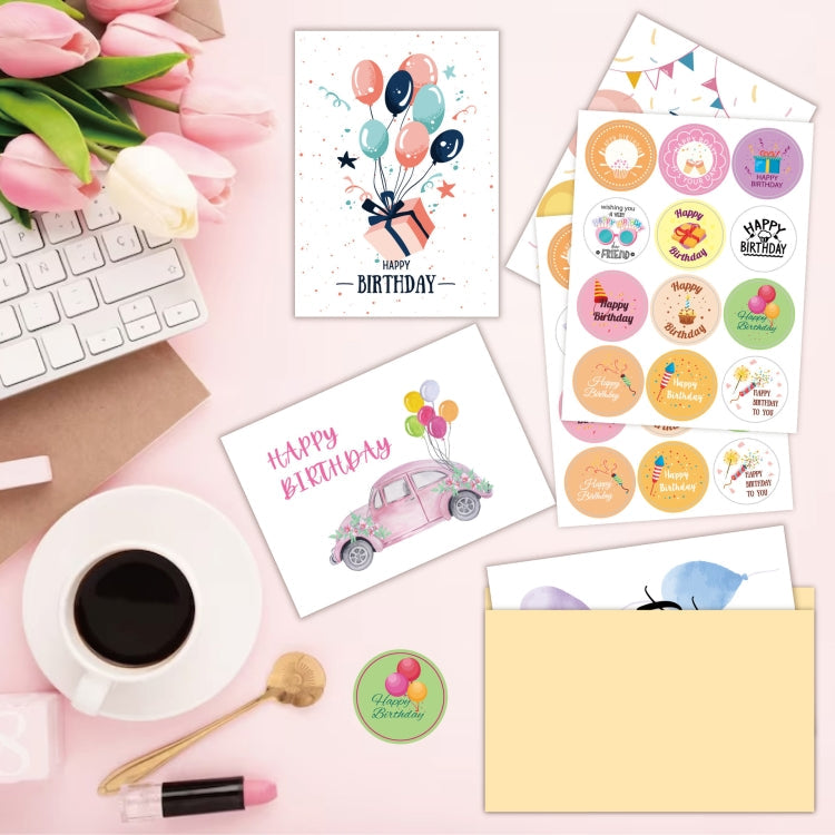 24pcs /Set Happy Birthday Greeting Card With Envelopes And Stickers Set