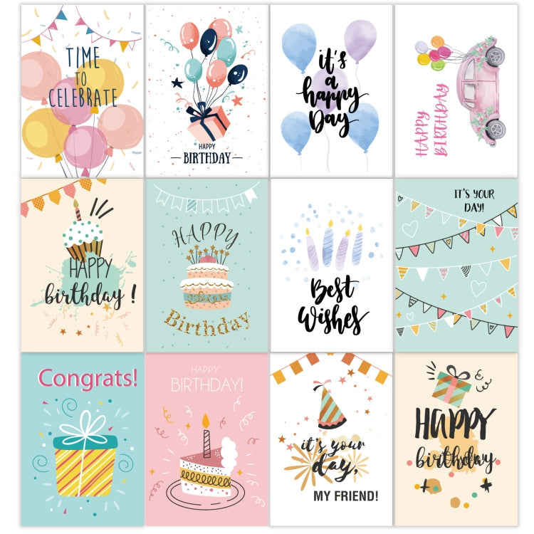 24pcs /Set Happy Birthday Greeting Card With Envelopes And Stickers Set