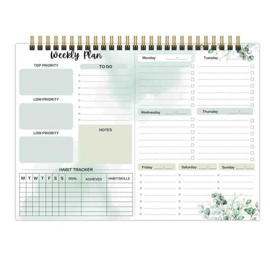 A4 54sheets /Book  English Weekly Planner Coil Schedule Planning Note Pad My Store