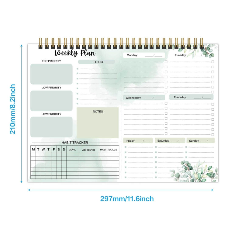 A4 54sheets /Book  English Weekly Planner Coil Schedule Planning Note Pad My Store