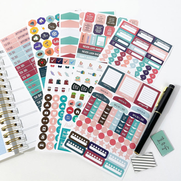 Weekly and Monthly Planner & Sticker Set Schedule Handbook Budget Notebook My Store