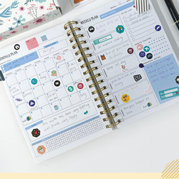 Weekly and Monthly Planner & Sticker Set Schedule Handbook Budget Notebook