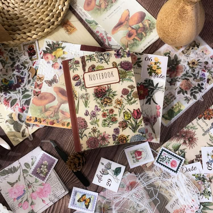 265 In 1 Retro Floral Scrapbook Set Includes A6 Notebook + Stickers + Tape + Stamps + Scrapbook Paper(SH011)-Reluova