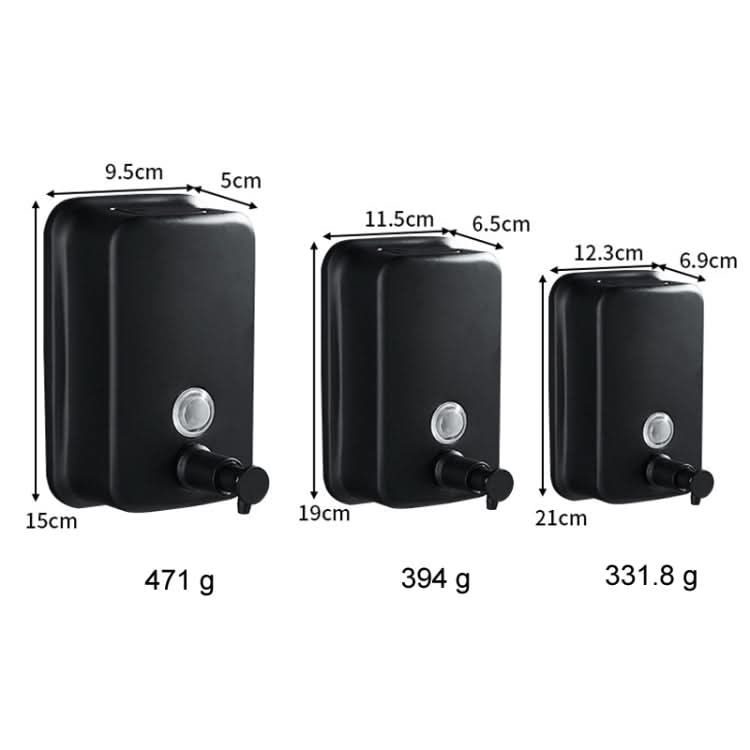 304 Stainless Steel Bathroom Soap Dispenser Simple Hotel Home Wall Mounted Manual Shower Fluid Bottle, Capacity: 500ml Black-Reluova