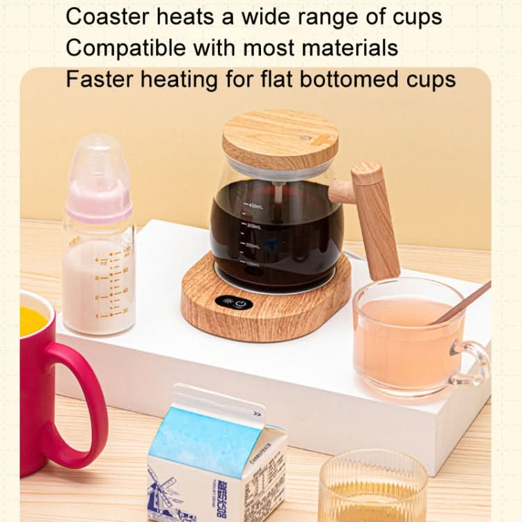 400ml Automatic Stirring Mug Maple Electric Coffee Cup, Style: Battery Transparent Cup+Thermostatic Coaster-Reluova