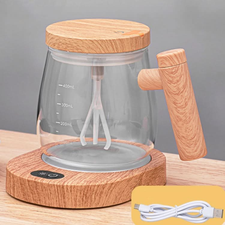 400ml Automatic Stirring Mug Maple Electric Coffee Cup, Style: Rechargeable Transparent Cup+Thermostatic Coaster-Reluova