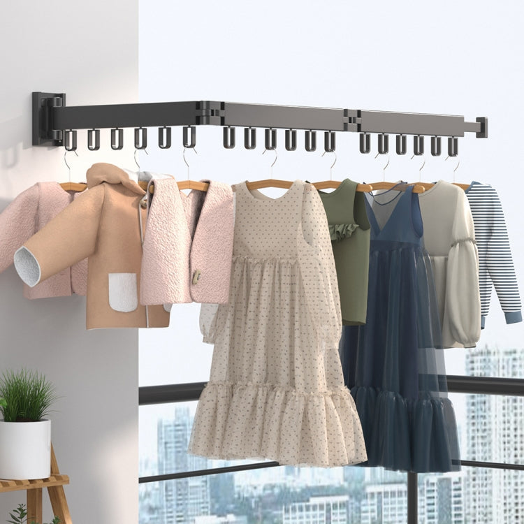 Foldable Invisible Clothes Drying Rack Hole-Free Expandable Corner Metal Convenient Drying Rod For Balcony