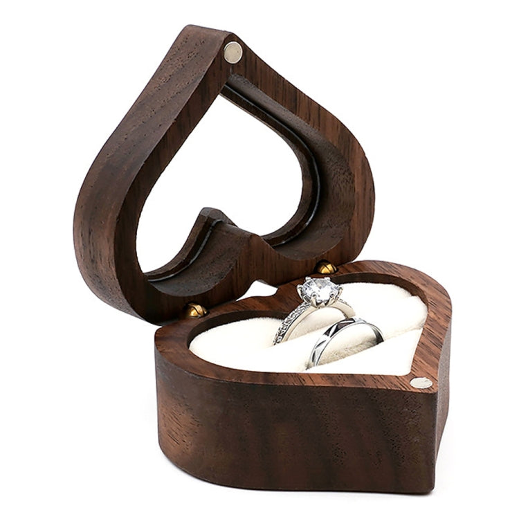 Wooden Heart Shape Ring Box Jewelry Storage Box Wedding Valentine Gift Box