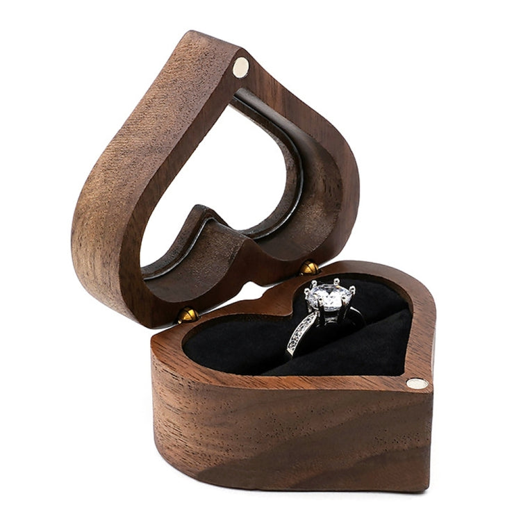 Wooden Heart Shape Ring Box Jewelry Storage Box Wedding Valentine Gift Box