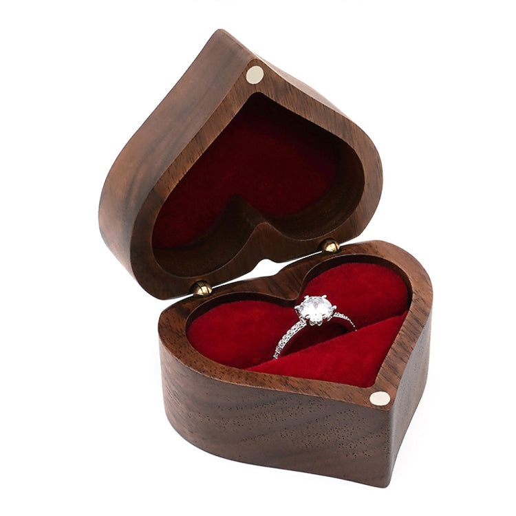 Wooden Heart Shape Ring Box Jewelry Storage Box Wedding Valentine Gift Box