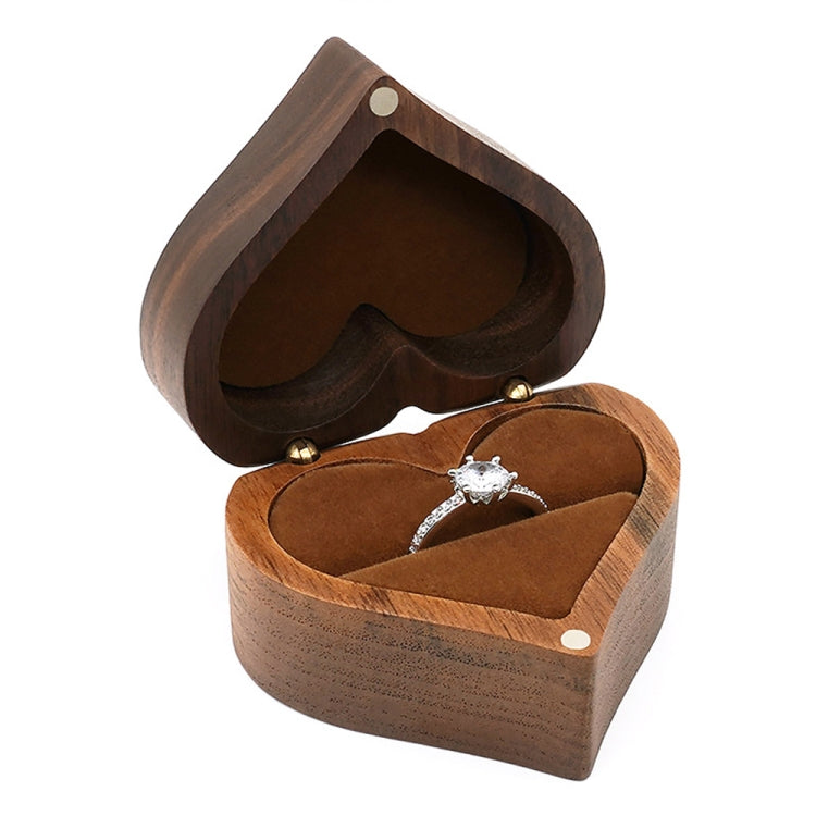 Wooden Heart Shape Ring Box Jewelry Storage Box Wedding Valentine Gift Box