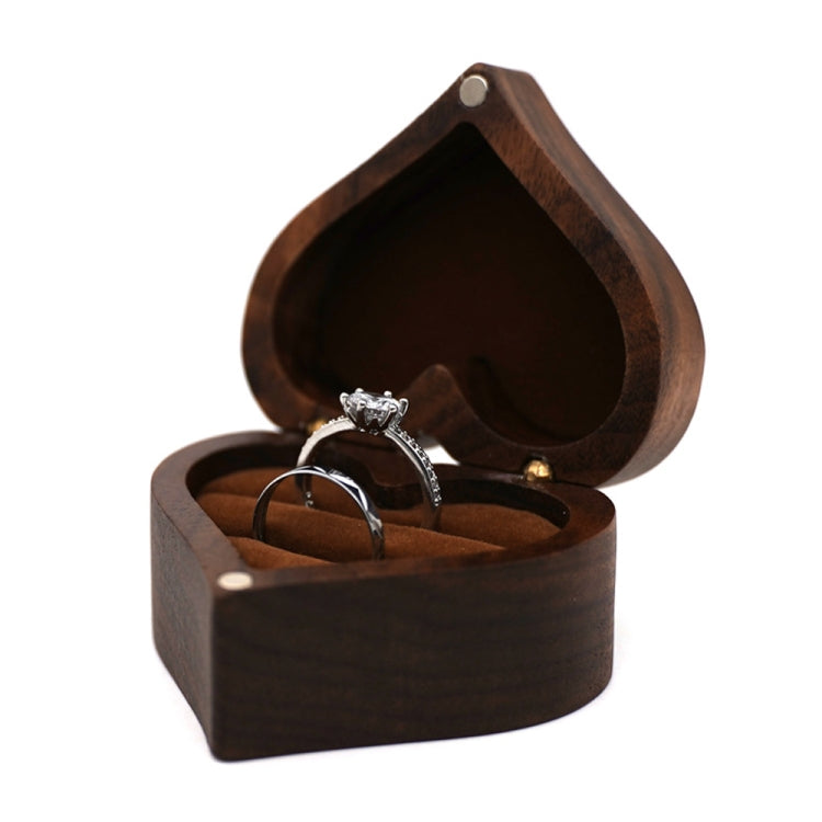 Wooden Heart Shape Ring Box Jewelry Storage Box Wedding Valentine Gift Box