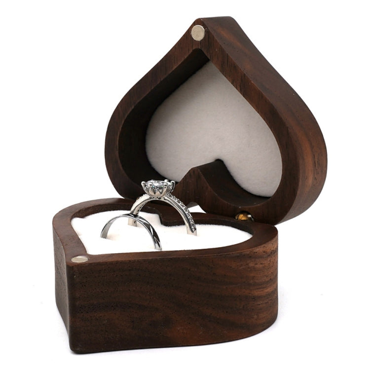 Wooden Heart Shape Ring Box Jewelry Storage Box Wedding Valentine Gift Box