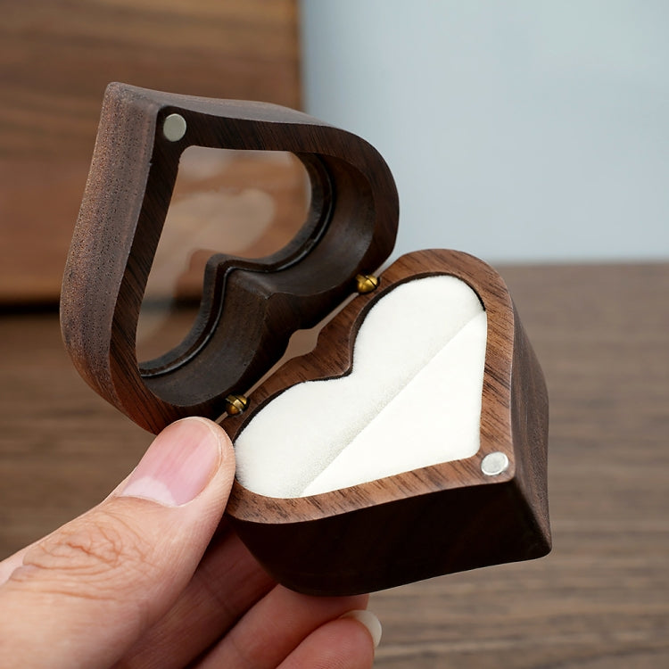 Wooden Heart Shape Ring Box Jewelry Storage Box Wedding Valentine Gift Box