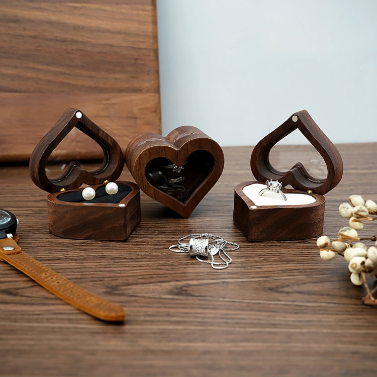 Wooden Heart Shape Ring Box Jewelry Storage Box Wedding Valentine Gift Box