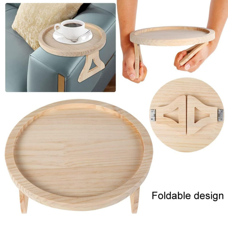 25cm Foldable Sofa Round Tray Home Couch Armrest Pallet