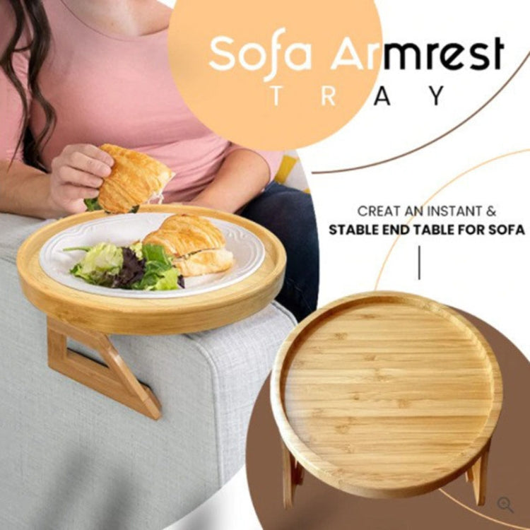 25cm Foldable Sofa Round Tray Home Couch Armrest Pallet My Store