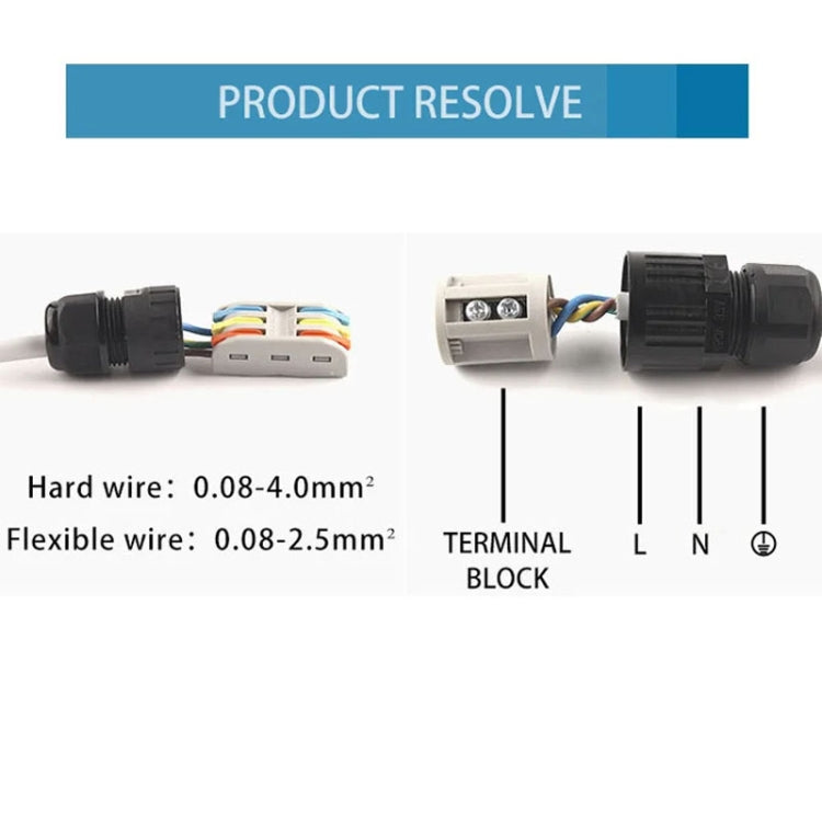 Outdoor T-Wire Terminal Block Three Pole Male And Female Docking Waterproof Connector My Store