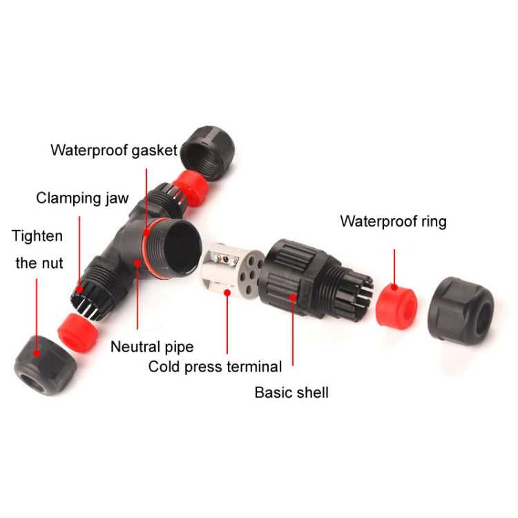 Outdoor T-Wire Terminal Block Five Pole Male And Female Docking Waterproof Connector My Store