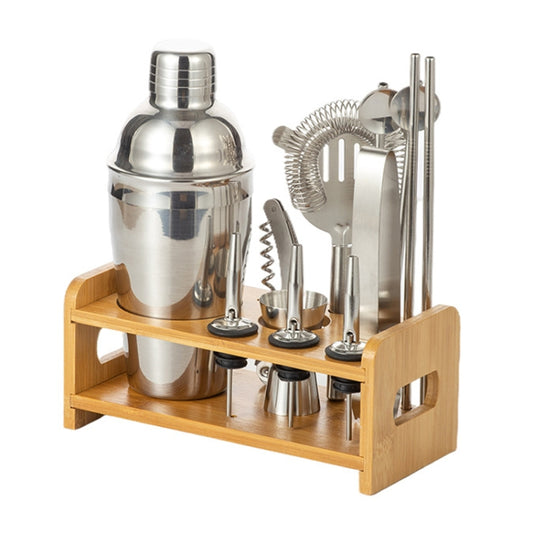 12 In 1 Stainless Steel Bartender Wooden Stand Set Cocktail Bartending Tools