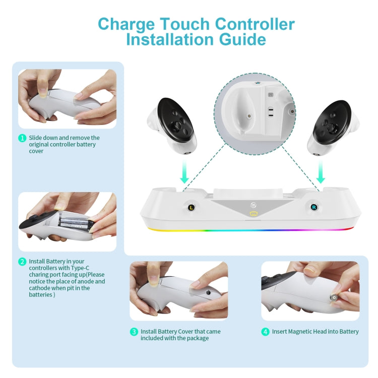 JYS-MQ001 For Meta Quest 3 VR Glasses Handle Magnetic Suction Charging Base With Battery Set VR Game Seat Charging Accessories Reluova