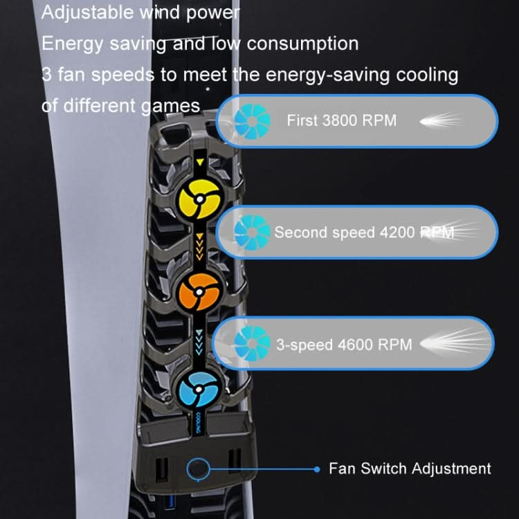 HHC-P5032 For PS5 Host Cooling Fan Hollow Cooling Heat Sink Multi-Color LED Light Three-Speed Cooling Fan Accessories Reluova