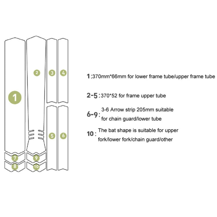 ENLEE E14611 10pcs /Set Bicycle TPU Invisible Film Road Bike Body Jersey Color Changing Membrane Reluova