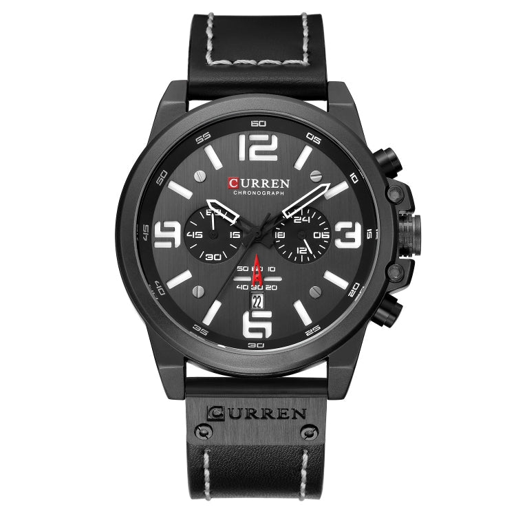 Curren 8314 Sports Six-Hand Waterproof Leather Strap Calendar Men Quartz Watch Reluova