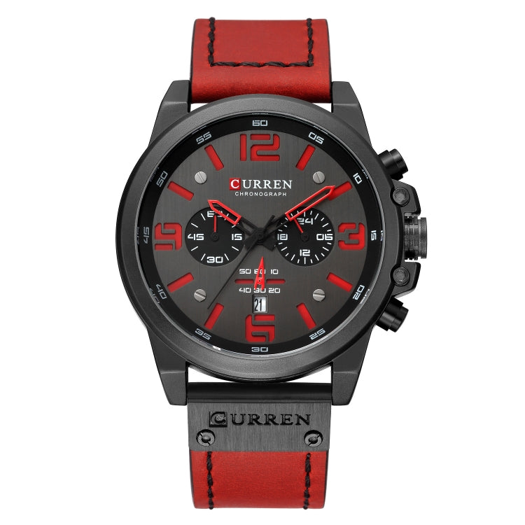 Curren 8314 Sports Six-Hand Waterproof Leather Strap Calendar Men Quartz Watch Reluova