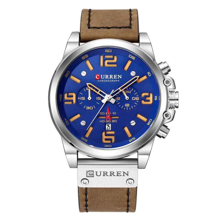 Curren 8314 Sports Six-Hand Waterproof Leather Strap Calendar Men Quartz Watch