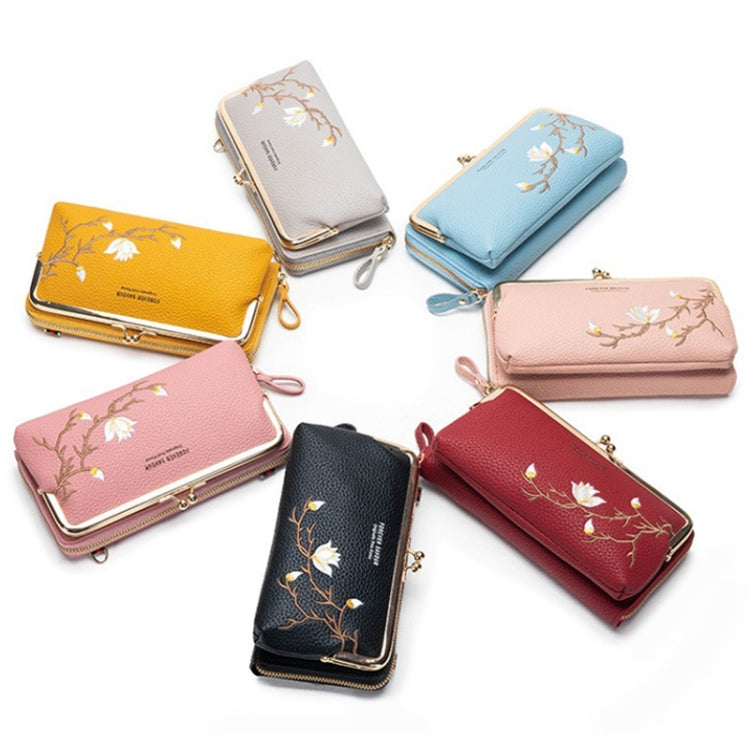 Embroidered Large Capacity Single-shoulder Phone Bag Crossbody Zipper Long Ladies Wallet My Store